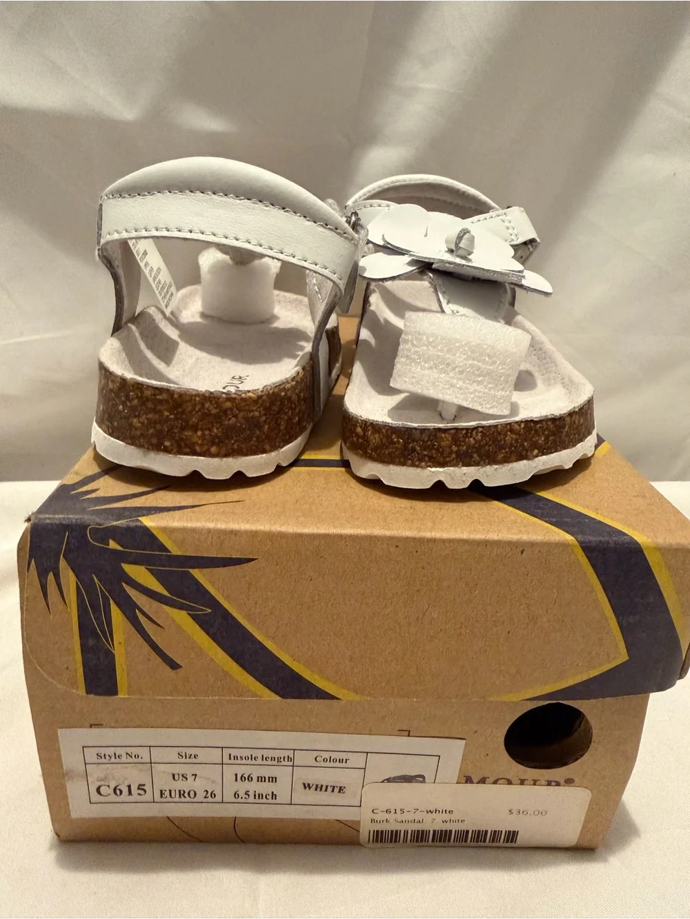 LAmour White Flower Burk Sandal Girls US 7